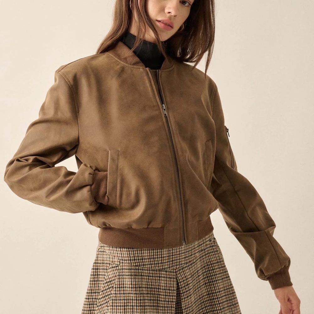 Promisa Bombs Away vegan leather bomber jacket